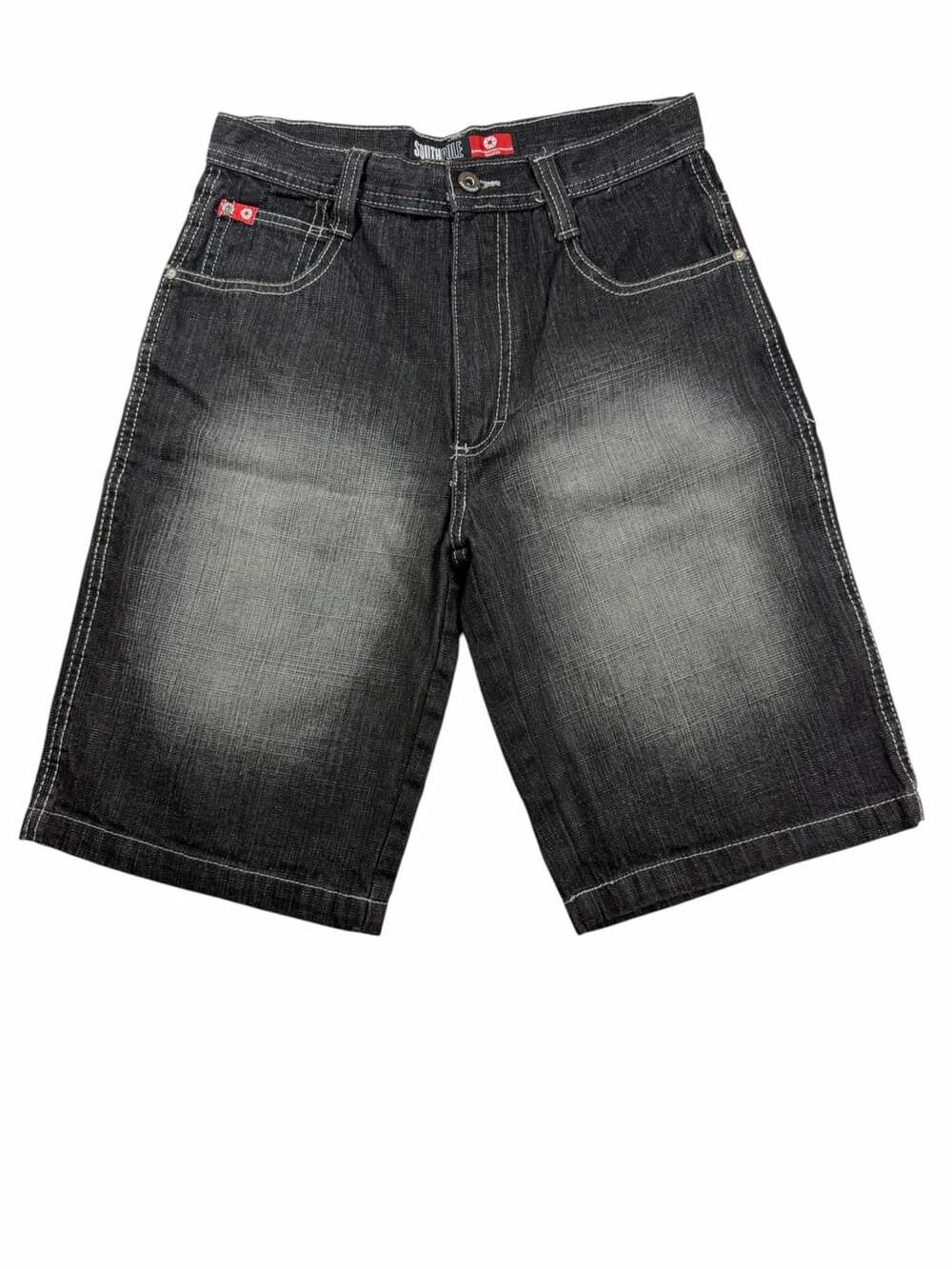 Southpole Y2K Denim Bermuda Shorts Size 14 Black Faded Baggy Hip Hop Skater